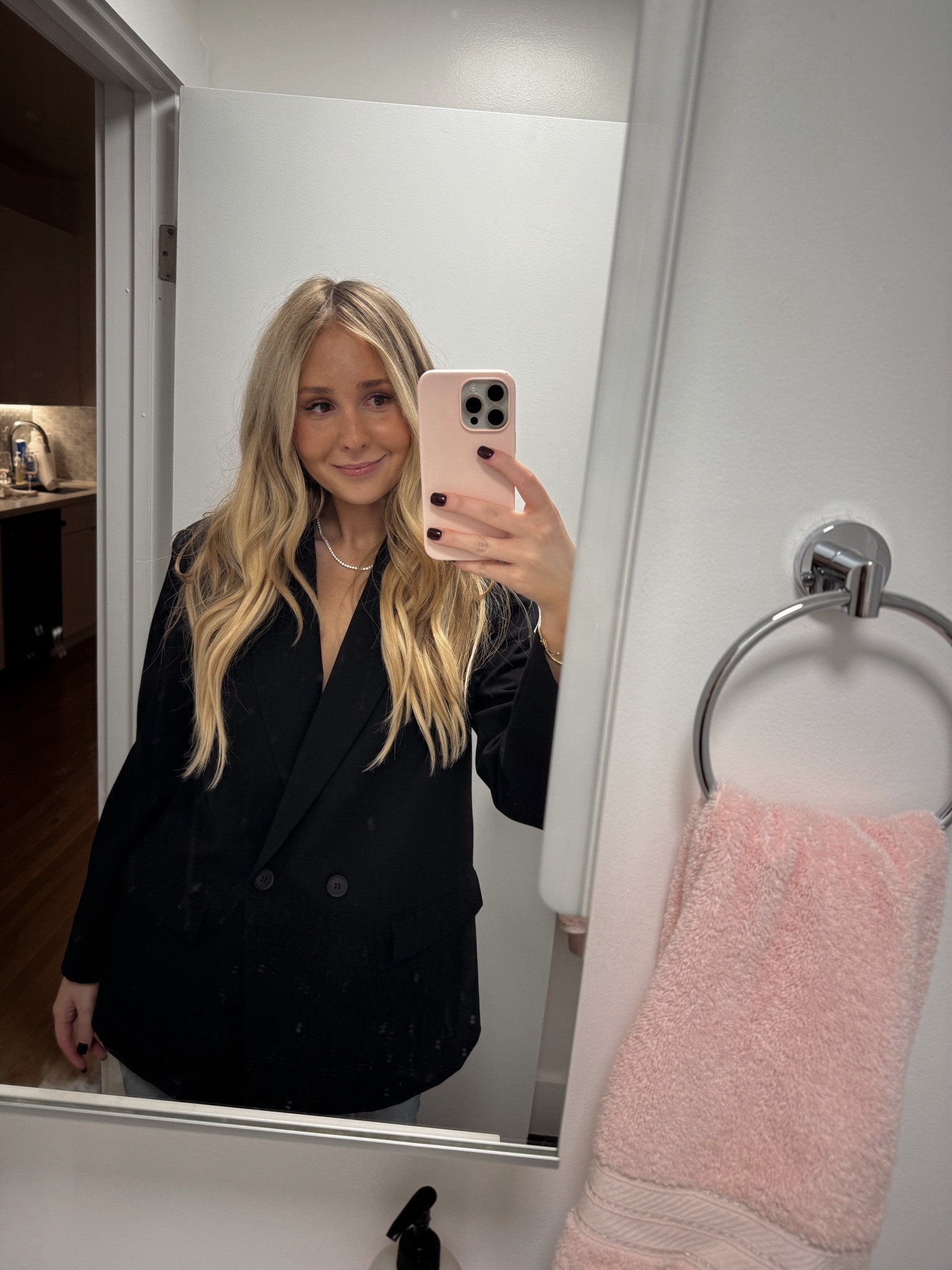 Loveeee an oversized black blazer 🙋🏼‍♀️ so perfect for a night out! 

date night outfit | outfit of the night | morgan stewart outfit | tennis necklace | dinner outfit | fall style | blazer outfit | going out outfit | holiday party outfit 

#LTKStyleTip #LTKFindsUnder100