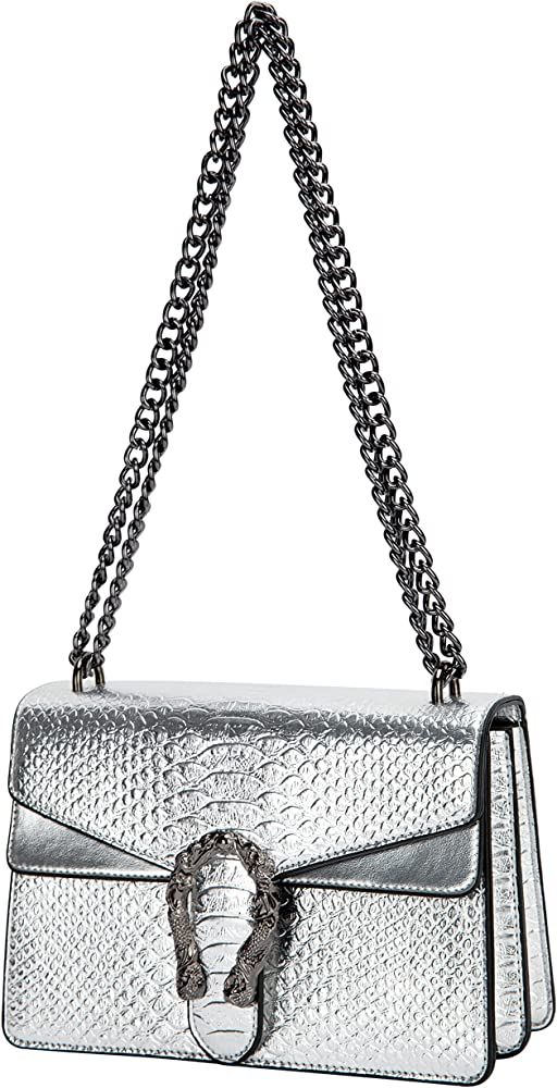 DEEPMEOW Crossbody Shoulder Evening Purse for Women - Snake Printed Leather Messenger Bag Chain S... | Amazon (US)