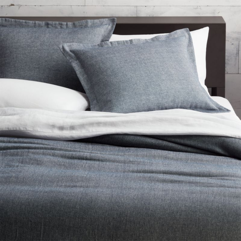 Weekendr Blue Chambray Full/Queen Duvet CoverCB2 Exclusive Purchase now and we'll ship when it's ... | CB2