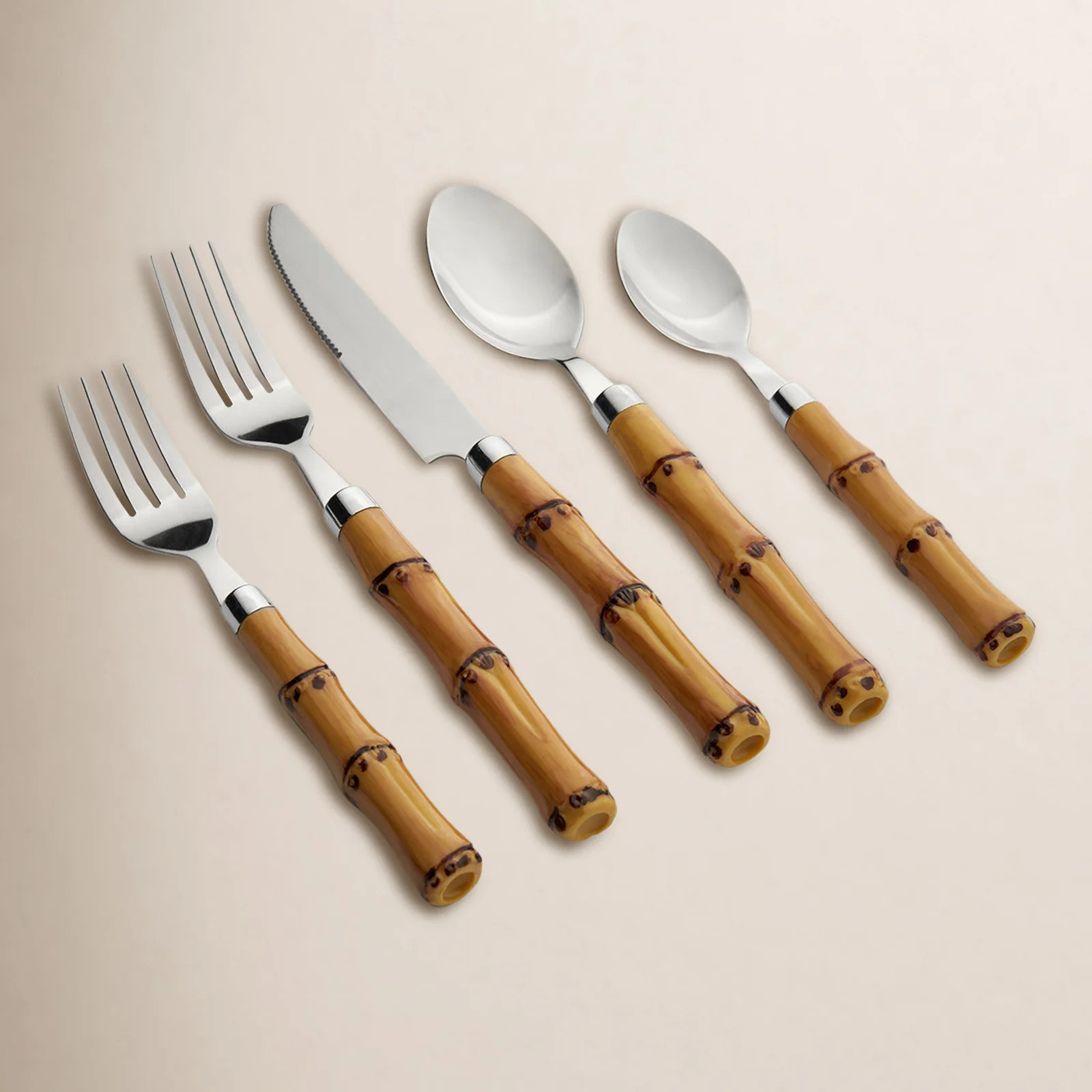 Cambridge Bamboo Handle 20-Piece Flatware Set | Birch Lane