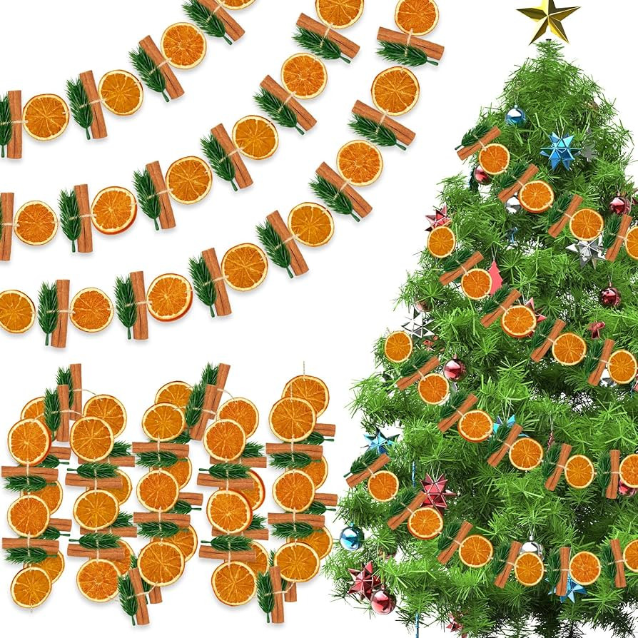 10Ft Christmas Orange Slice Garland Dried Orange Cinnamon Sticks Pine Needles Garland Hanging Dec... | Amazon (US)