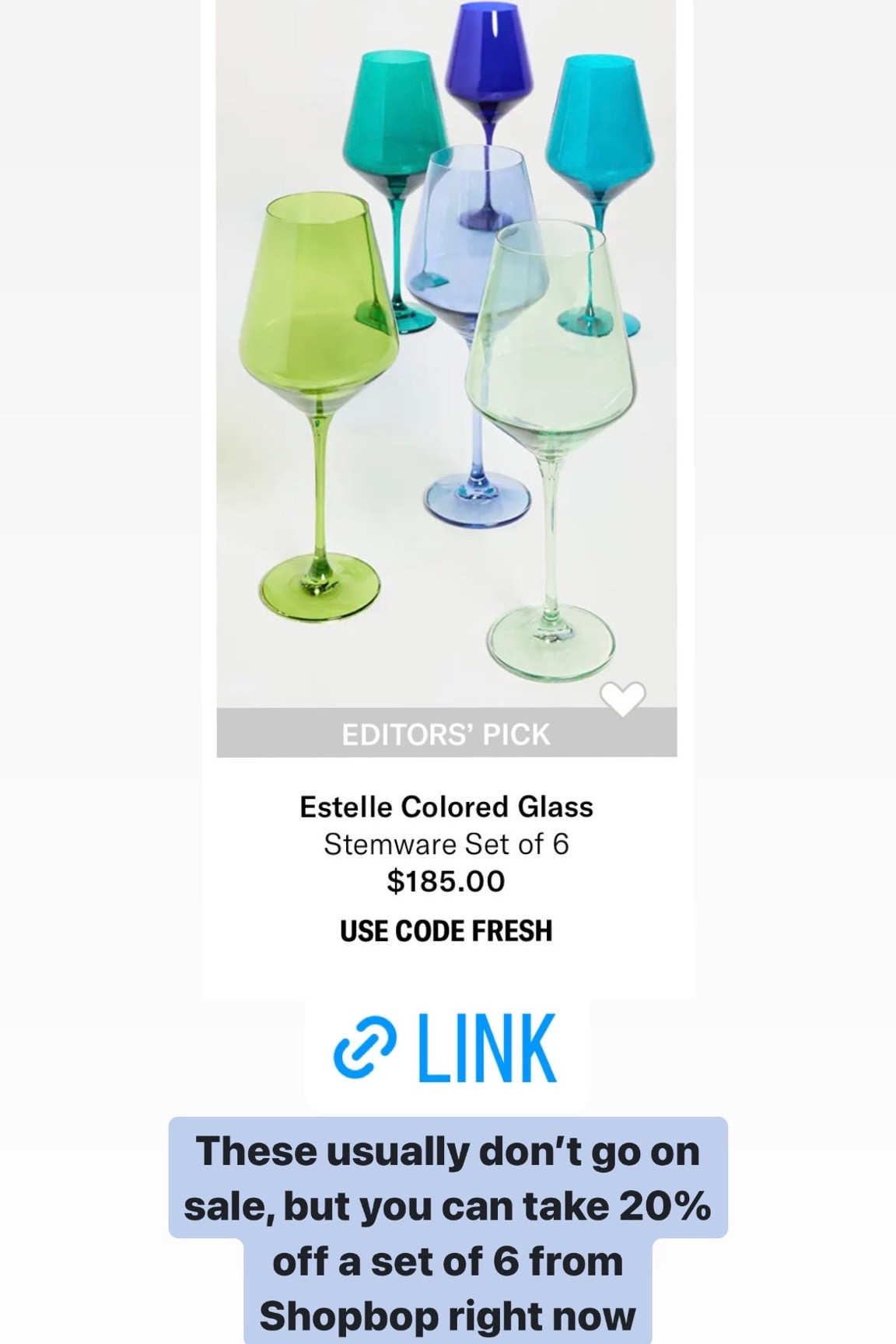 Estelle colored glasses 20% off sale on a set of 6

#LTKhome #LTKsalealert #LTKFind