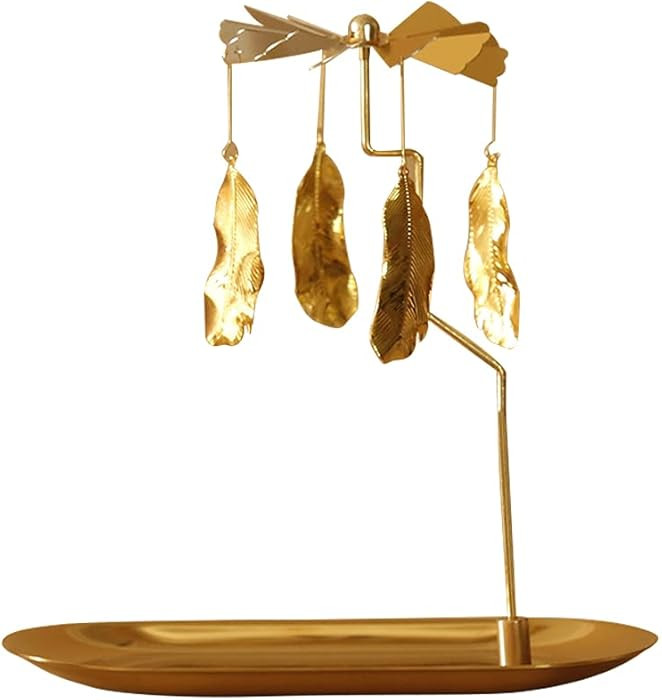 Creahaus Spinning Candle Holder with Tray, Glod Carousel Candle Spinner, Rotating Metal Tea Light... | Amazon (US)