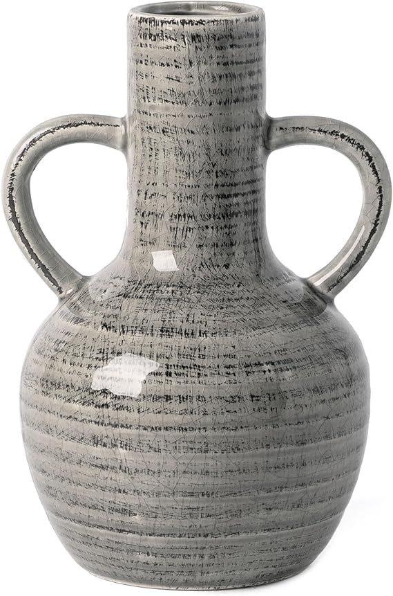 VICTOR & TERESA Ceramic Vase for Home Decor, 8.1'' Rustic Grey Vases for Flowers, Farmhouse Decor... | Amazon (US)