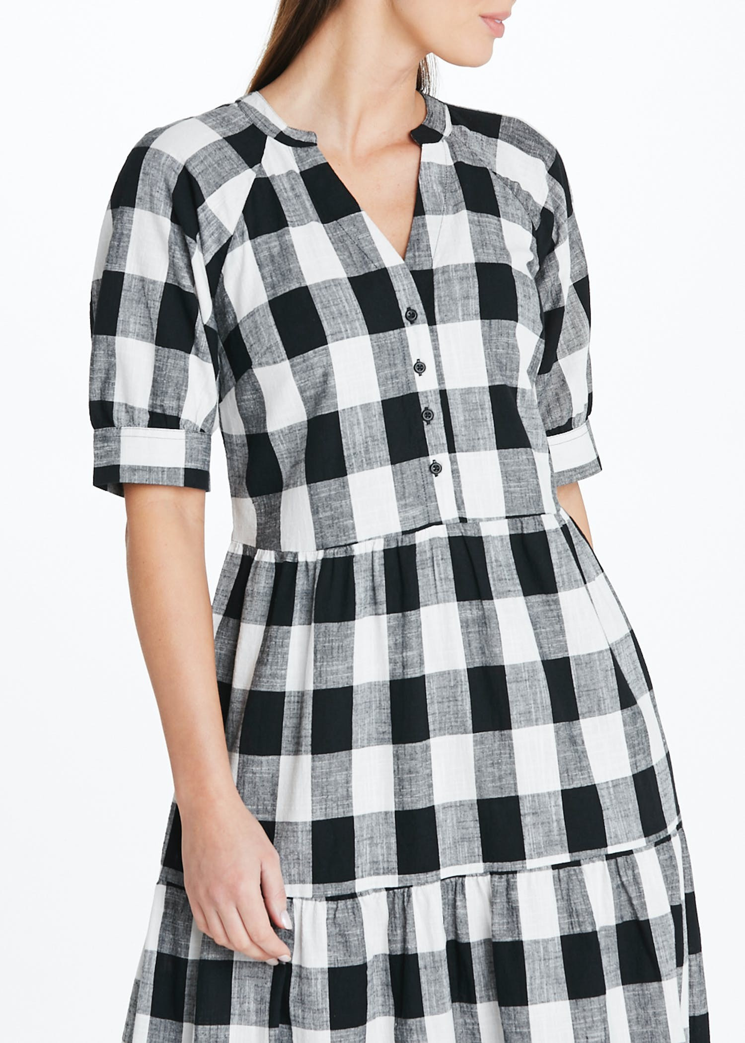 Black Gingham Midi Shirt Dress – Black | Matalan (UK)