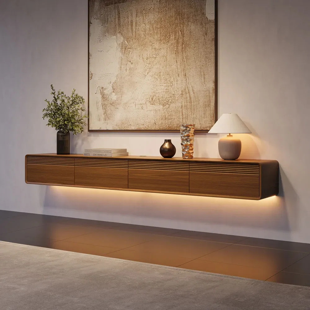 FLOAT -  Mid-Century Floating TV Stand With Adjustable LED Lights | Wayfair North America