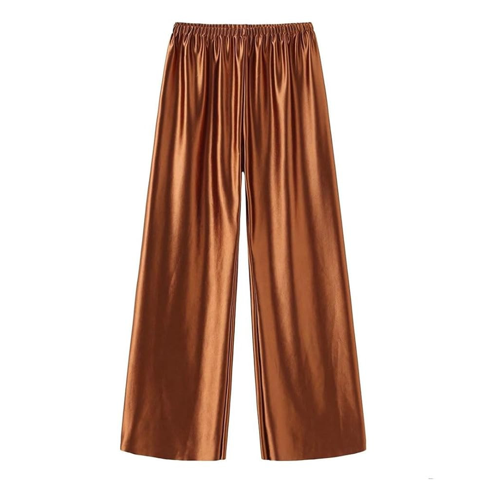 Women's Summer Satin Wide Leg Pants Long Floor Pants | Amazon (US)