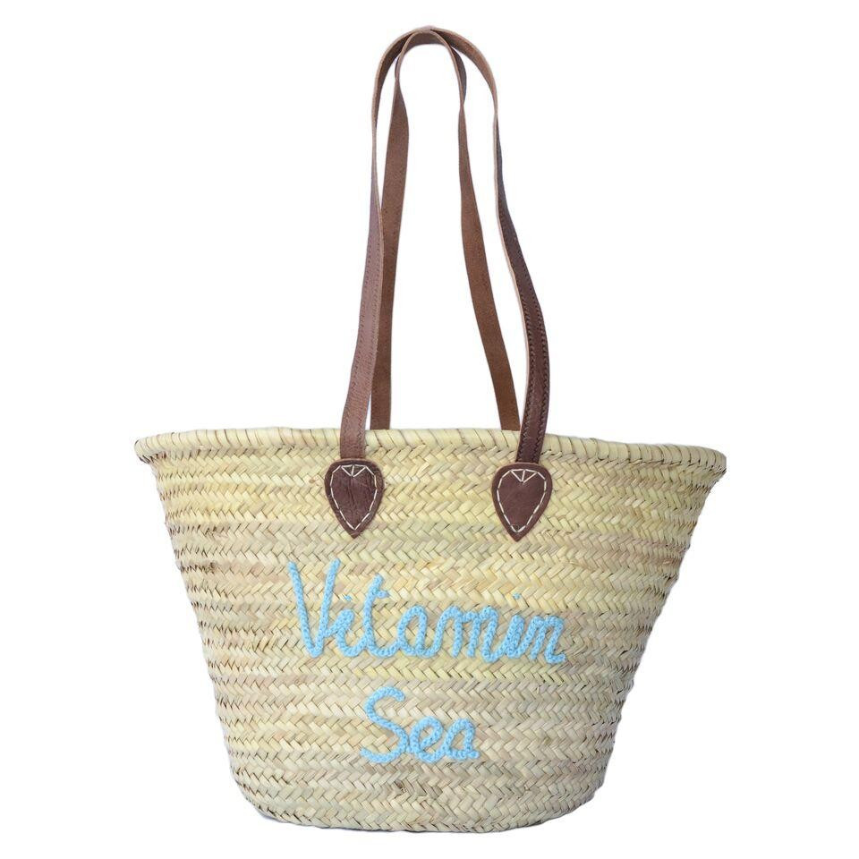 Straw Tote (Long Handle) - Vitamin Sea | White Elephant Designs
