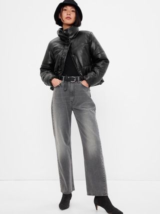 Big Puff Faux-Leather Cropped Jacket | Gap (CA)