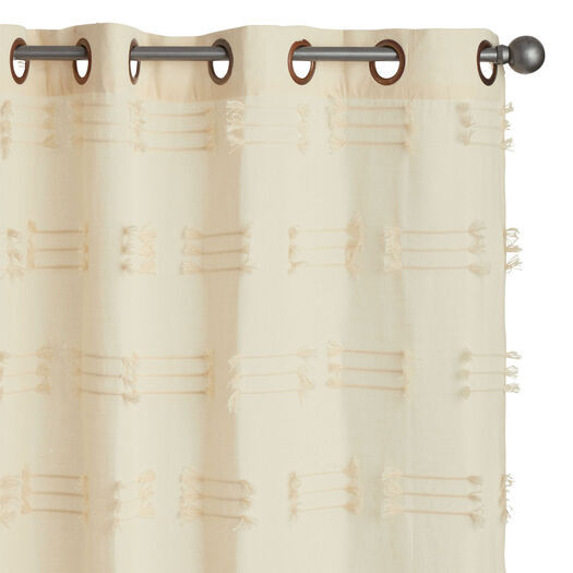 Natural Woven Fringe Lines Grommet Top Curtains Set of 2 by World Market | World Market