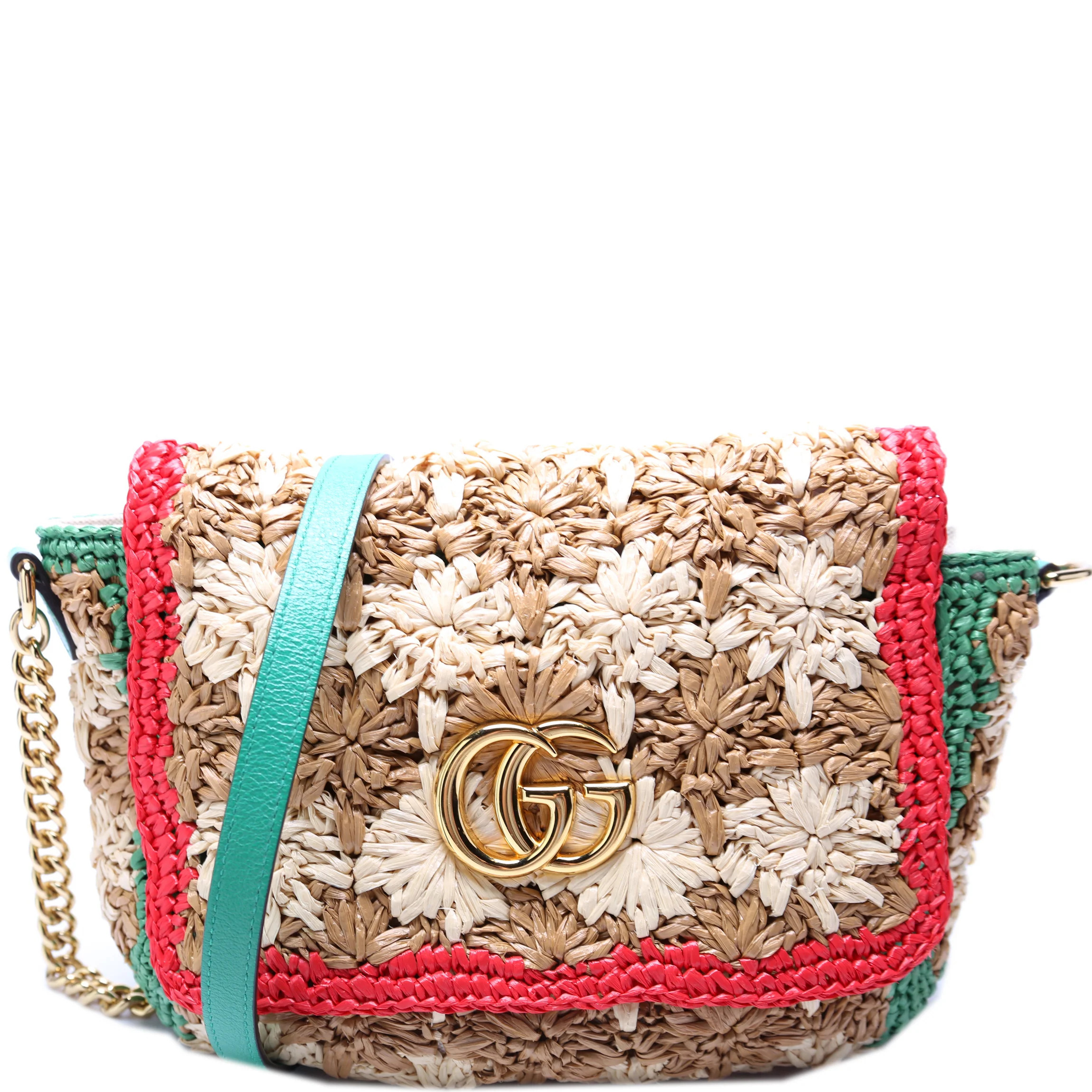 574433 GG Marmont Raffia Small Flap Bag | Keeks Designer Handbags