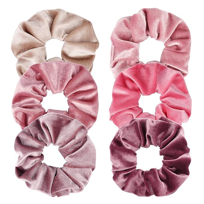 Jaciya Velvet Scrunchies Elastic Girls Hair Scrunchies Soft Scrunchy Bobbles Hair Bands Hair Ties... | Amazon (US)