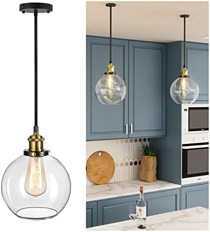 Frideko Glass Pendant Light - 7.9 inches Globe Pendant Light, Vintage Pendant Lighting for Kitchen I | Amazon (US)