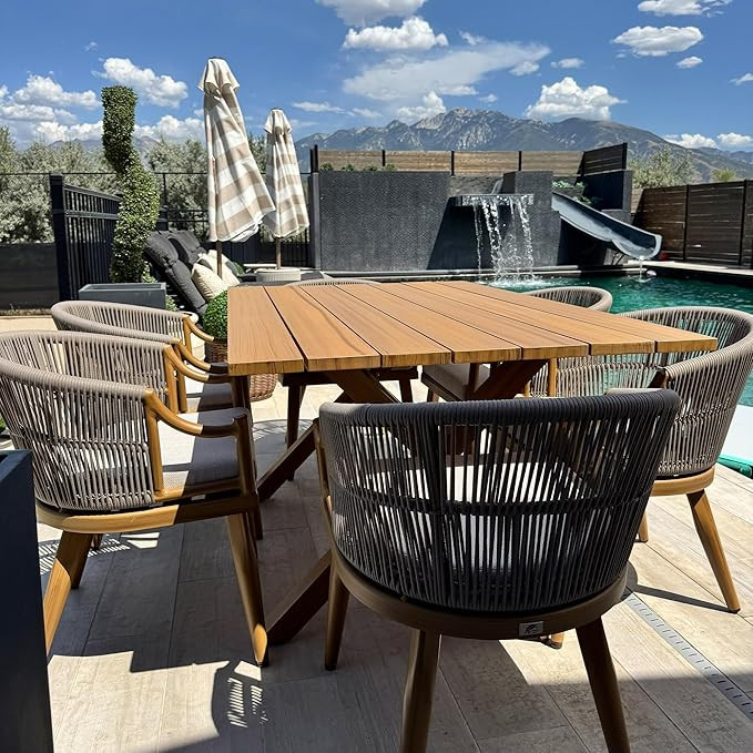 PURPLE LEAF 7 Pieces Outdoor Dining Set All Weather Wicker Patio Dining Set with Rectangular Alum... | Amazon (US)