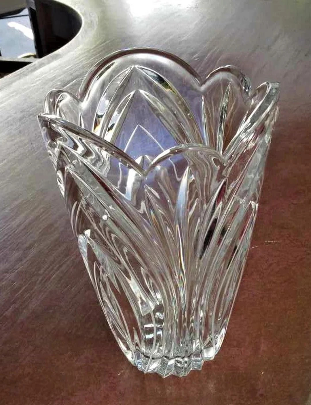 ART DECO Style Poland 24% Lead Crystal Cut Glass Large 9 Scalloped Edge Vase - Etsy | Etsy (US)