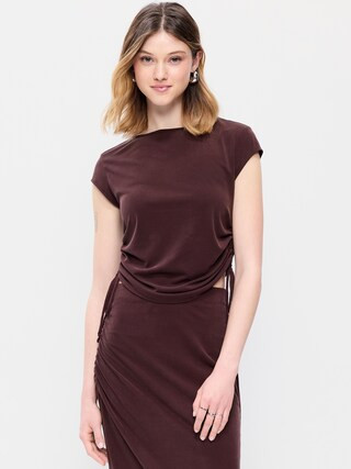 Cap-Sleeve Shirred Side Top | Old Navy (US)