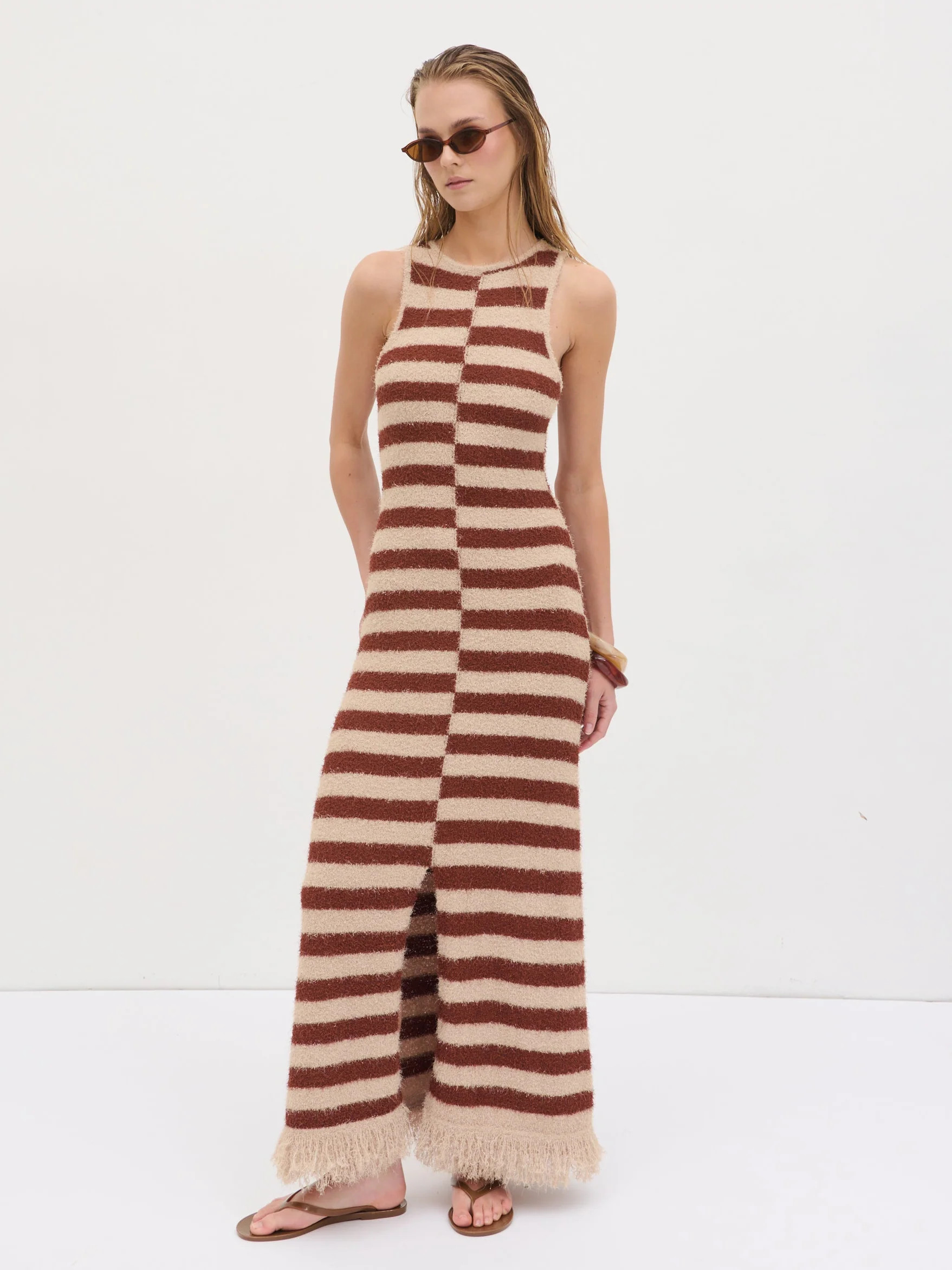 Toscana Stripe Detail Knit Maxi Dress | Pretty Lavish (UK)
