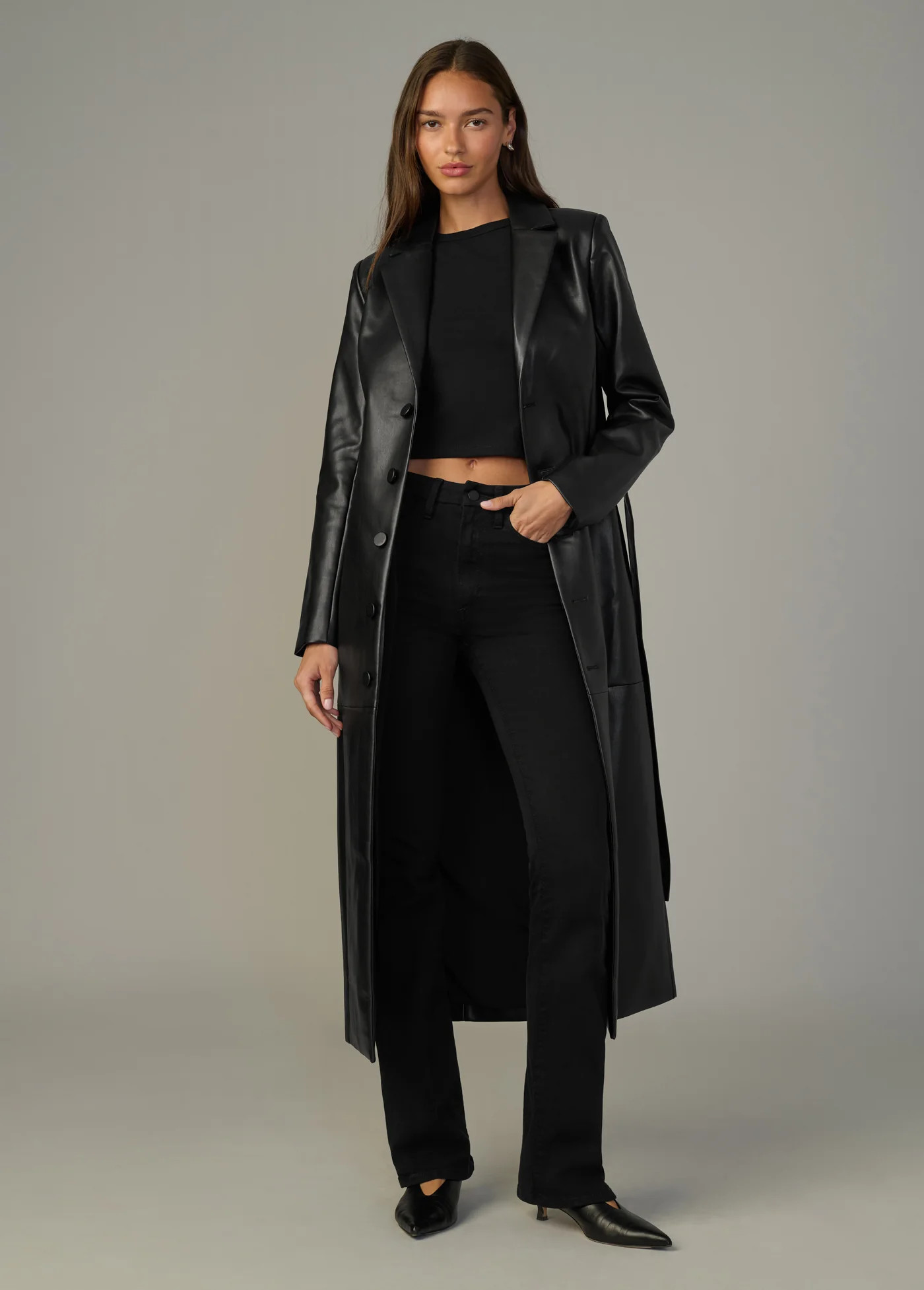 THE VEGAN LEATHER LONG COAT | JOES