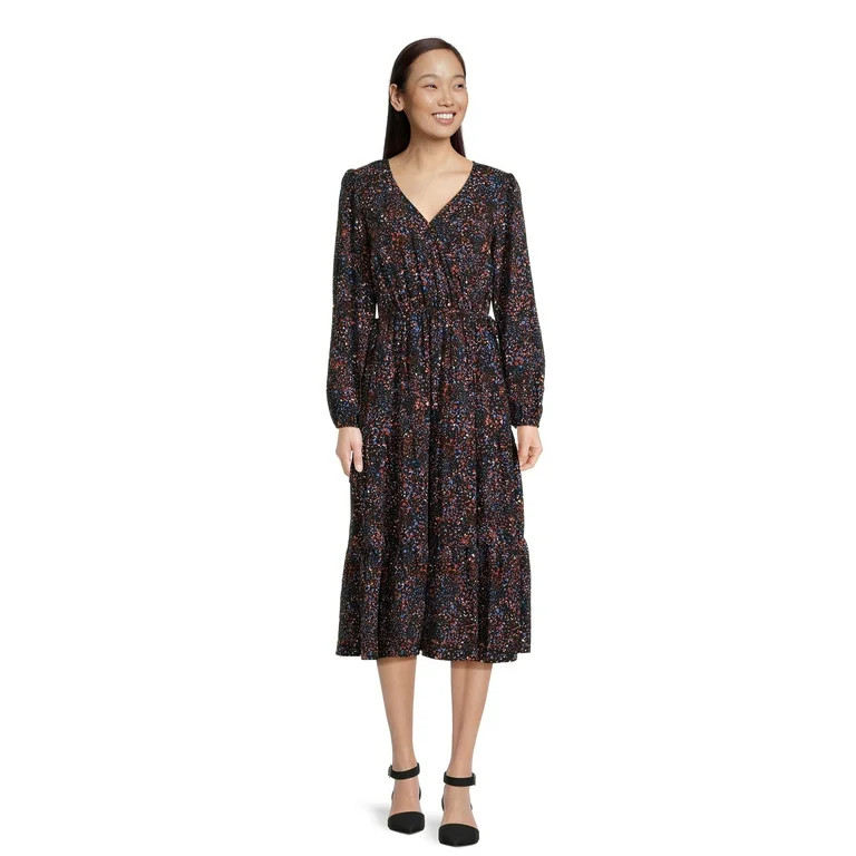 Time and Tru Women's Tiered Side Tie Dress, Sizes XS-XXXL | Walmart (US)