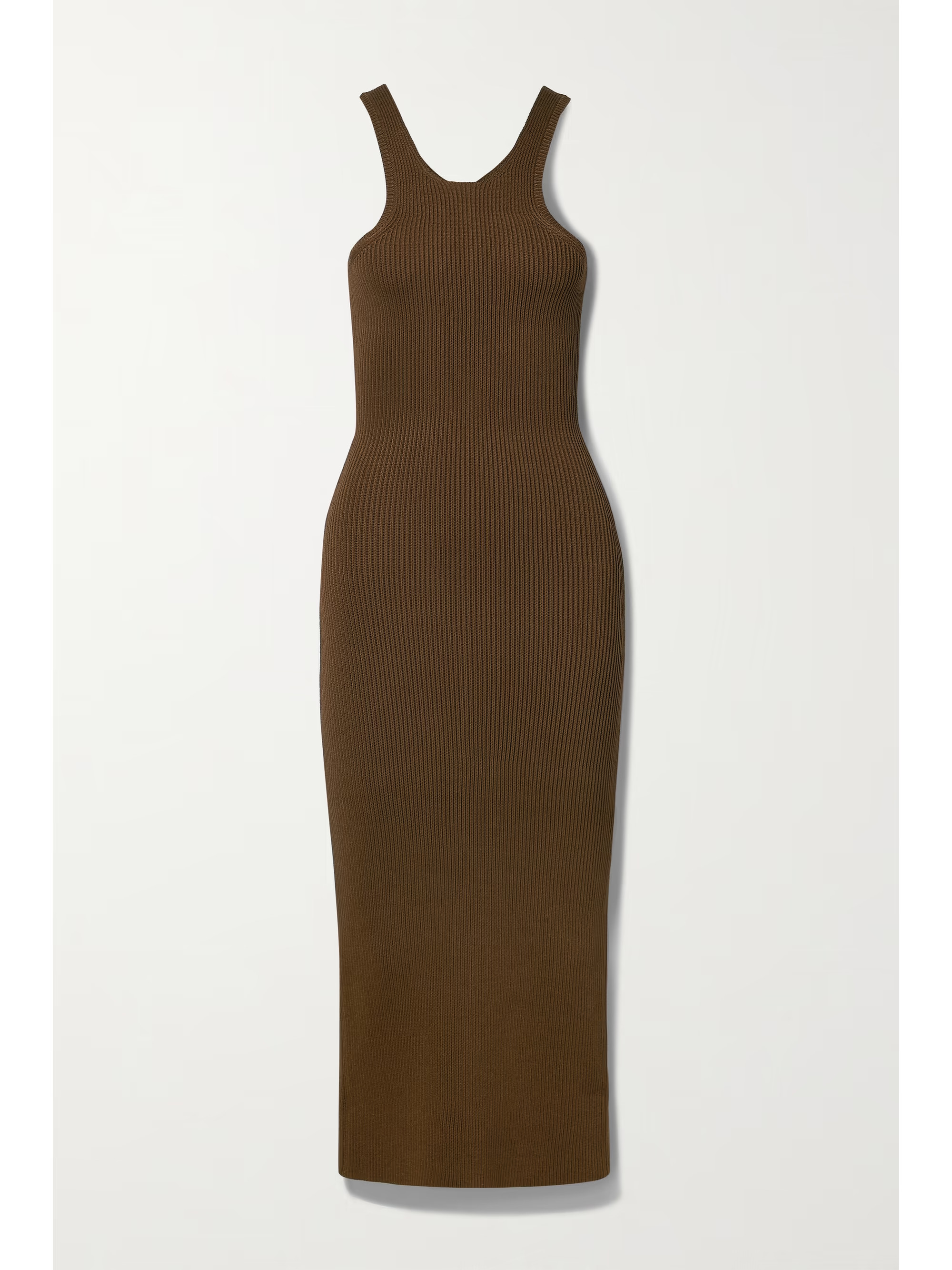 Brown Ribbed-knit midi dress | TOTÊME | NET-A-PORTER | NET-A-PORTER (UK & EU)