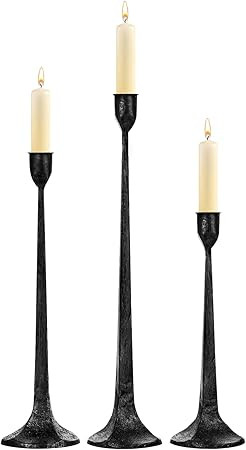 Iron Taper Candle Holder Set of 3 - Decorative Tall Candle Stand, Candlestick Holder for Wedding,... | Amazon (US)