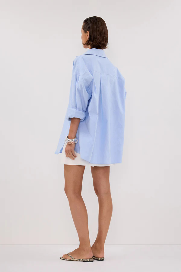 RHEA BLUE OVERSIZED COTTON SHIRT | DISSH