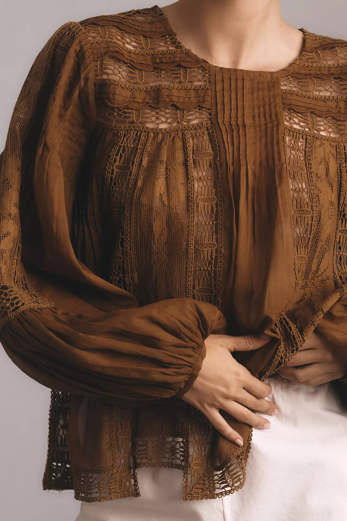 Forever That Girl Long-Sleeve Lace Peasant Blouse | Anthropologie (US)