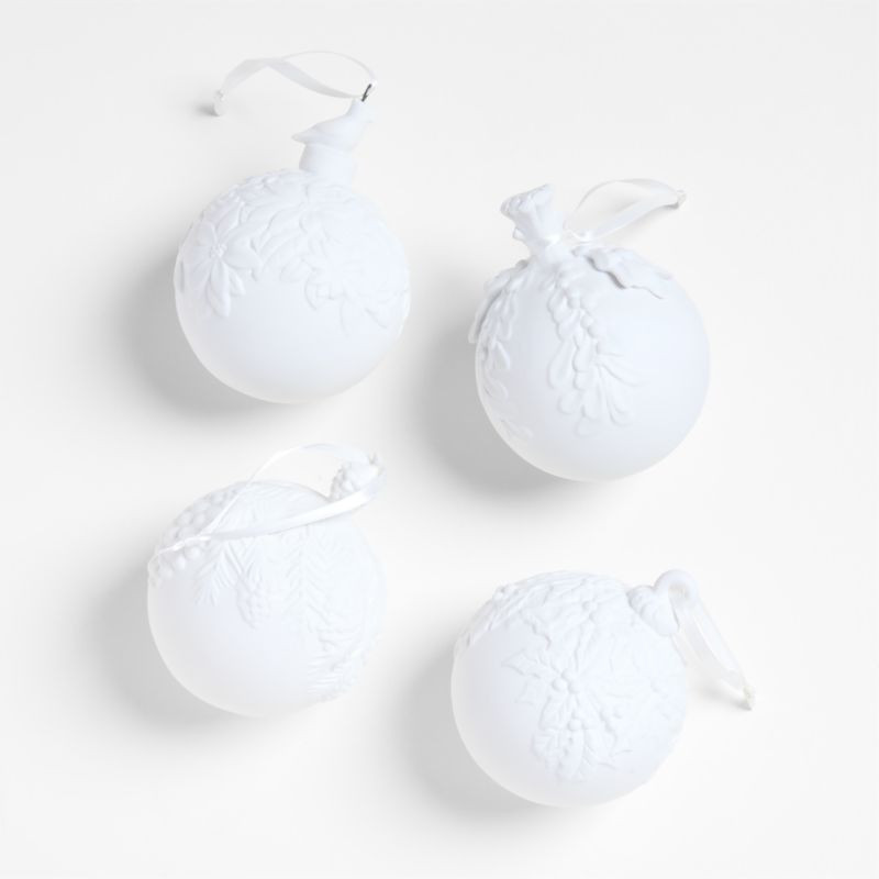 Porcelain Balls Christmas Ornaments, Set of 4 | Crate & Barrel | Crate & Barrel