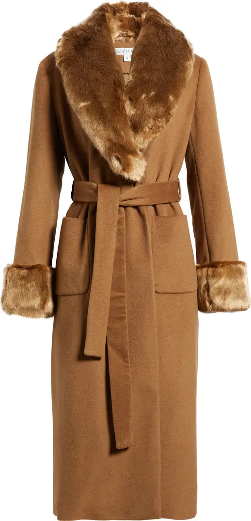 Wool Blend Coat with Faux Fur Trim | Nordstrom