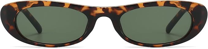 Elongated Narrow Cat Eye Sunglasses for Women 90s Retro Womens Oval Sunglasses Fashion Small Blac... | Amazon (US)