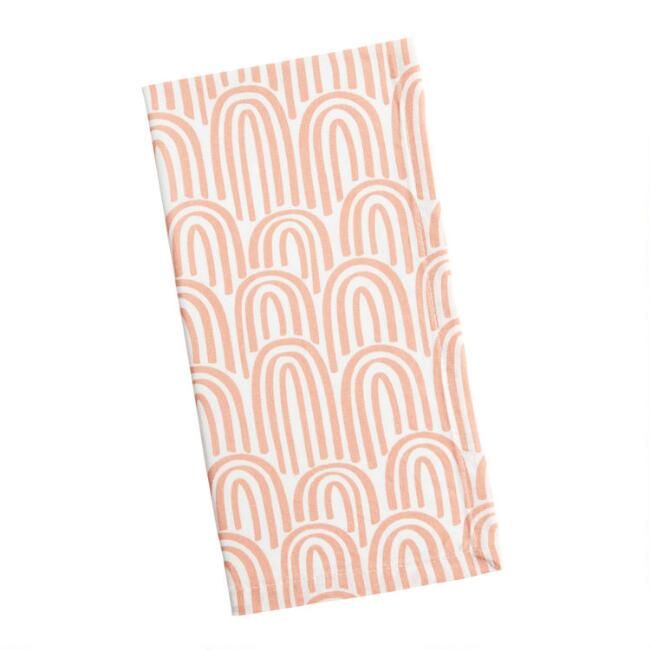Ivory and Coral Abstract Arch Napkins Set of 4 | World Market