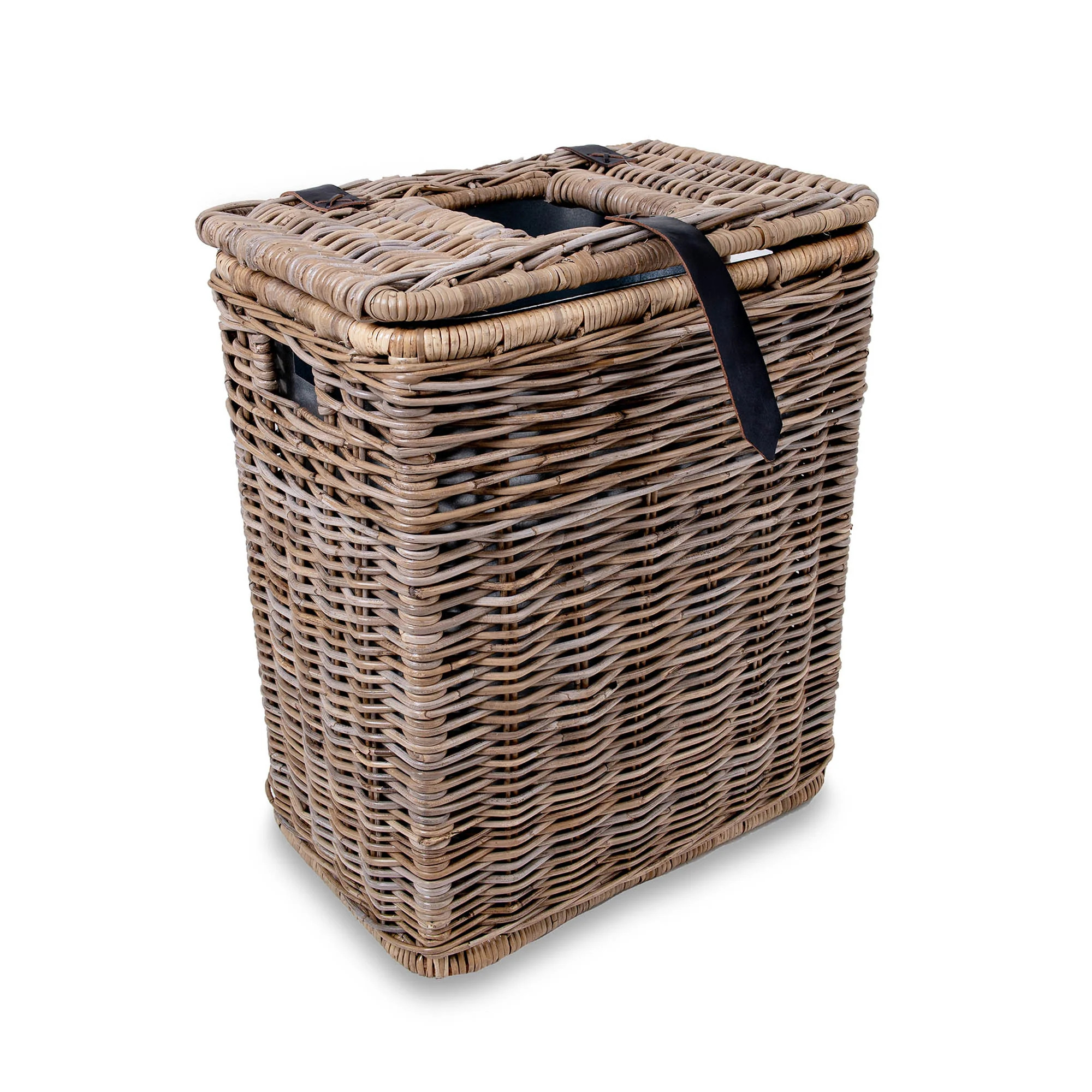 Drop-In Rectangular Kubu Wicker Trash Basket with Metal Liner | The Basket Lady