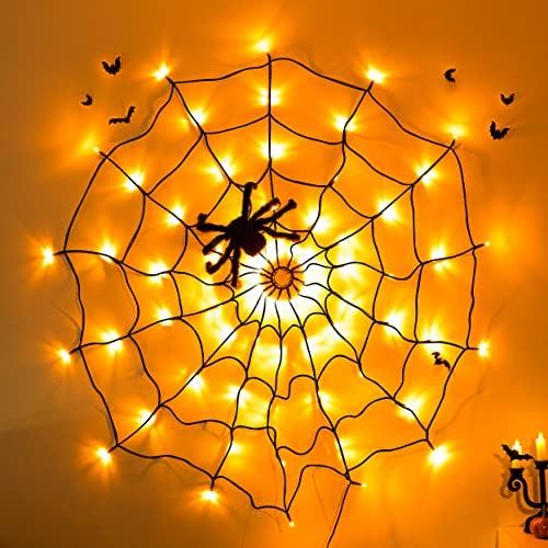 Vanthylit Halloween Spider Web Lights 70LED Orange Lights with Black Spider, Spider Web Light Out... | Amazon (US)