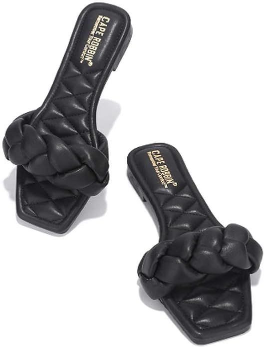 Cape Robbin Sandals Slides for Women, Woven Women's Mules Slip On Shoes -Mischa | Amazon (US)
