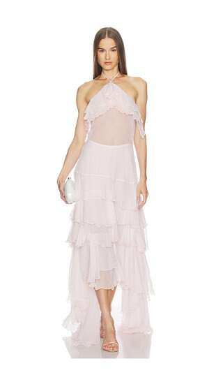 Alejandra Ruffle Gown in Baby Pink | Revolve Clothing (Global)