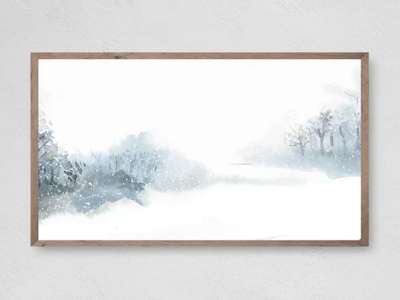 Samsung Frame TV Art, Winter Watercolor, Instant Download, Winter, Christmas, Snow, Frame TV Art,... | Etsy (US)