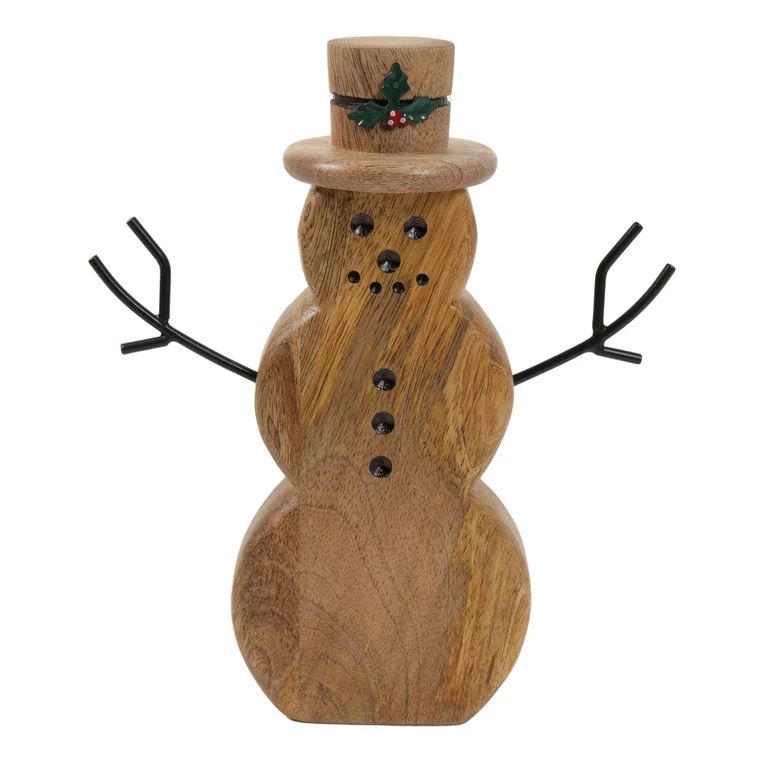 9.75 inch(Holiday Time Christmas Decorations Natural Wood Snowman with printed Table Top Decor, 9... | Walmart (US)