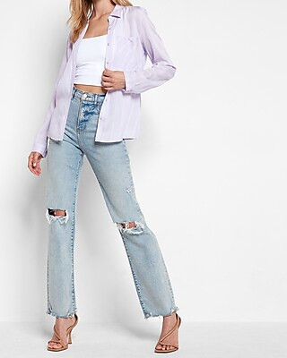 Thin Striped Boyfriend Shirt | Express