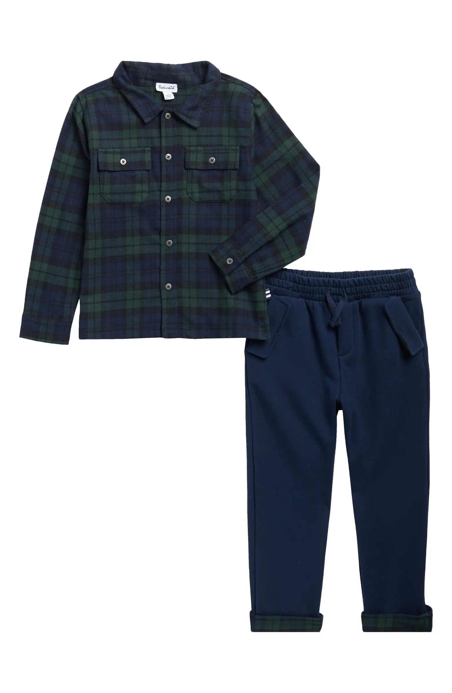 Splendid Kids' Hunter Plaid Flannel Shirt & Joggers Set | Nordstromrack | Nordstrom Rack