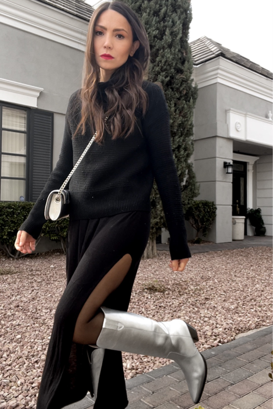 All black, silver details and red lipstick 💄 

Silver boots
Silver bag
Cowboy boots
Silver cowboy boots
All black outfit
Black turtle neck sweater
Black maxi skirt
Black skirt with slit 
Slit skirt 
Winter outfit
Cozy winter outfit
Street style outfit 

#LTKunder100 #LTKunder50 #LTKstyletip
