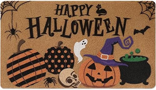 Happy Halloween Jack O'Lantern Doormat Spooky Indoor Outdoor Home Front Porch Rugs Witches Hat Br... | Amazon (US)