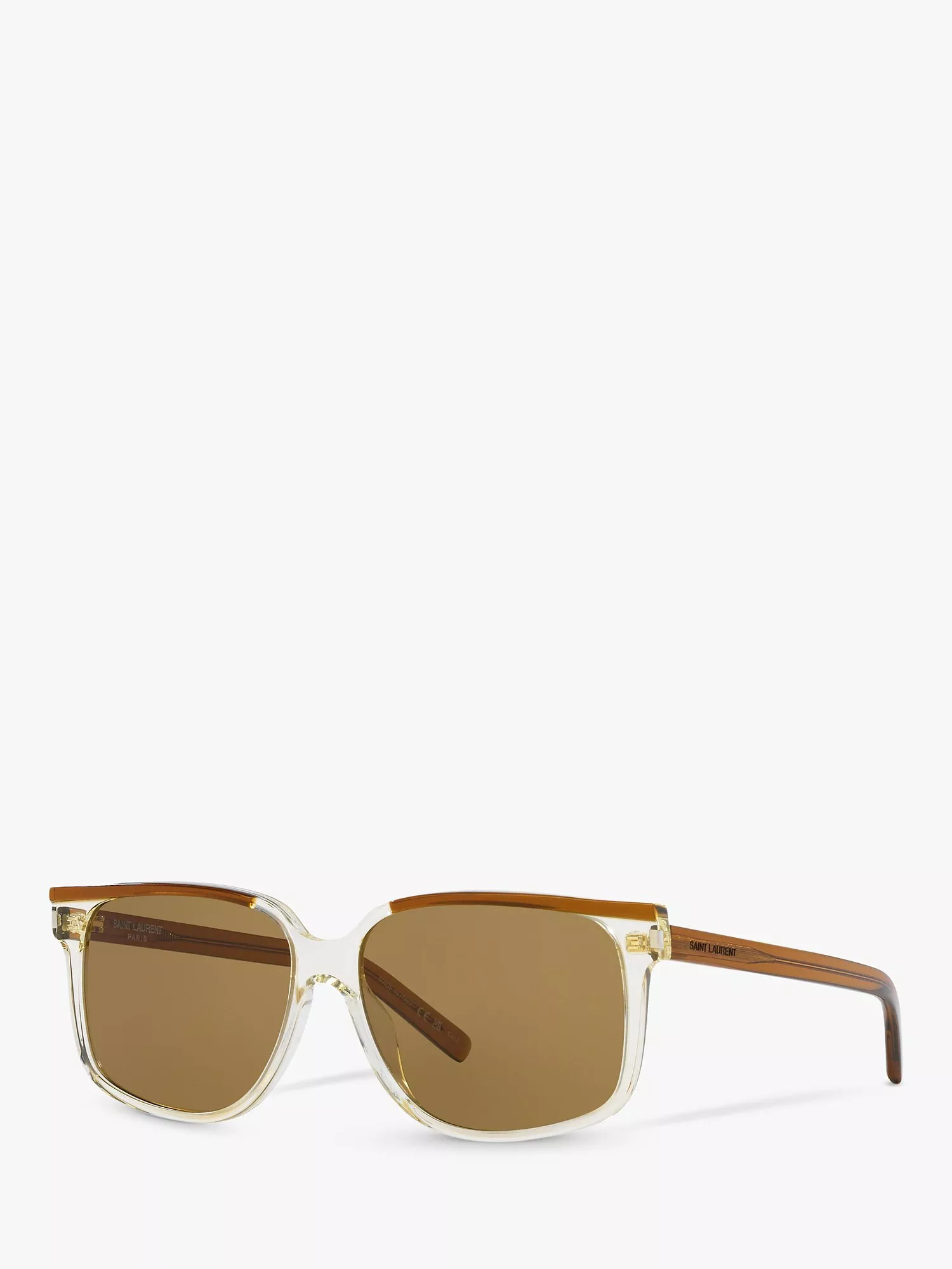 Yves Saint Laurent YS000476 Men's Square Sunglasses, Brown/Brown | John Lewis (UK)