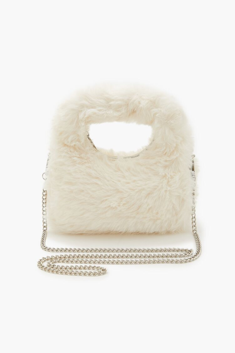 Women's Faux Fur Crossbody Bag in Cream | Forever 21