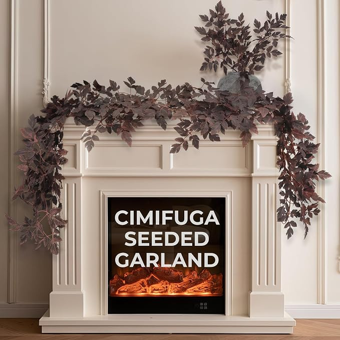 Plum Cimicifuga Seeded Garland Fall Decor 6 Ft Artificial Autumn Leaf Garland Halloween Thanksgiv... | Amazon (US)