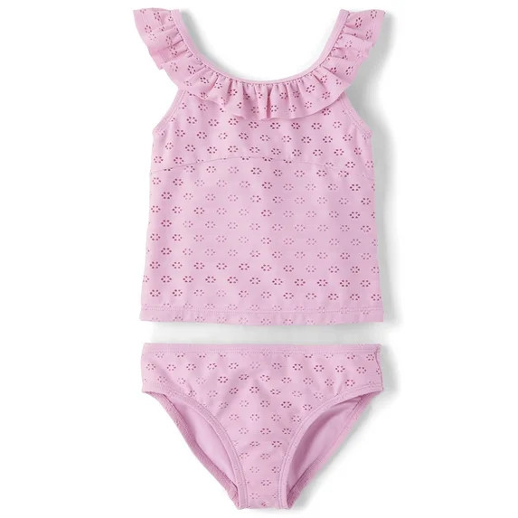 The Children's Place Girls Sleeveless Ruffle Eyelet Tankini Swimsuit, Sizes XS-XXL | Walmart (US)