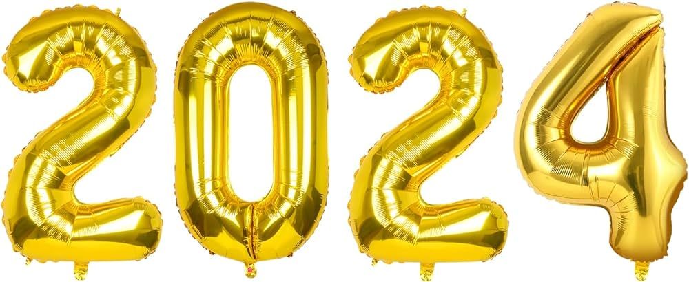 2024 Balloons,40 Inch 2024 Gold Foil Number Balloons for 2024 New Year Eve Festival Party Supplie... | Amazon (US)