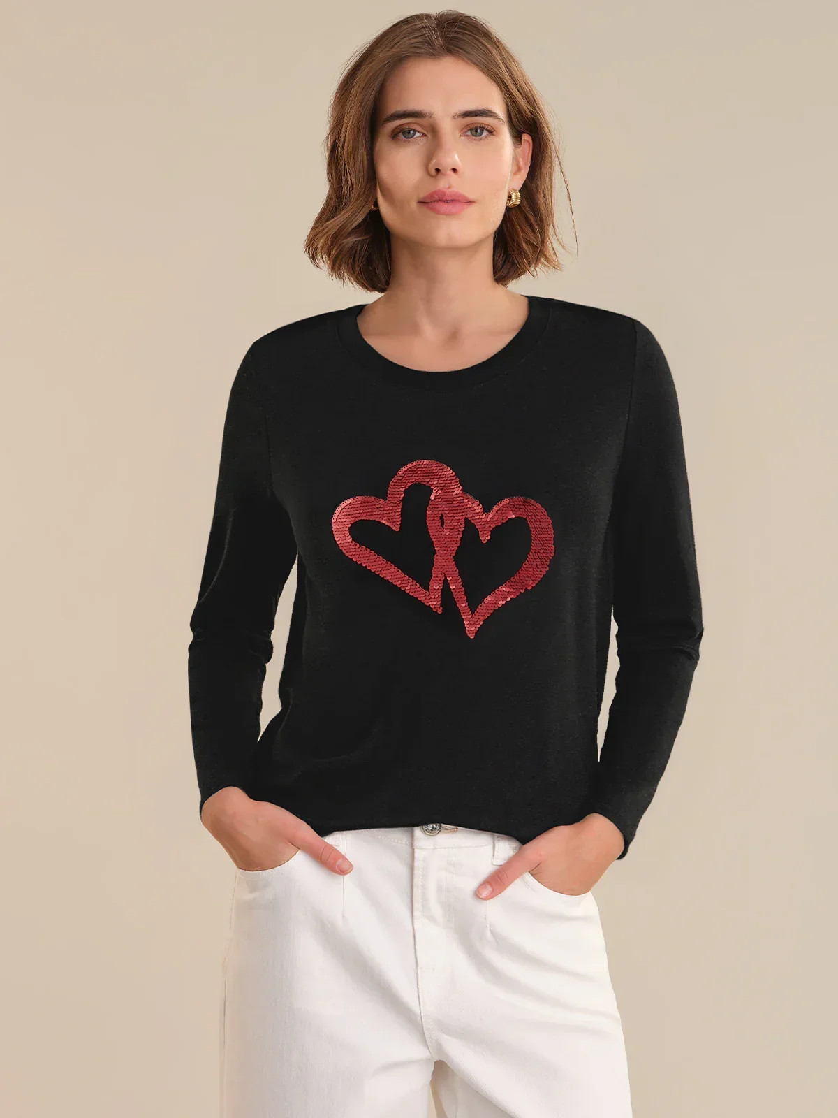 89th & Madison Sequin Heart Graphic Tee | 89th + Madison