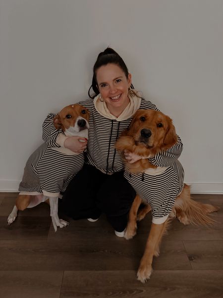 Matching human and dog sweatshirts,
Agolde jeans, Gorjana hoop earrings 

#LTKstyletip #LTKSeasonal #LTKfindsunder50