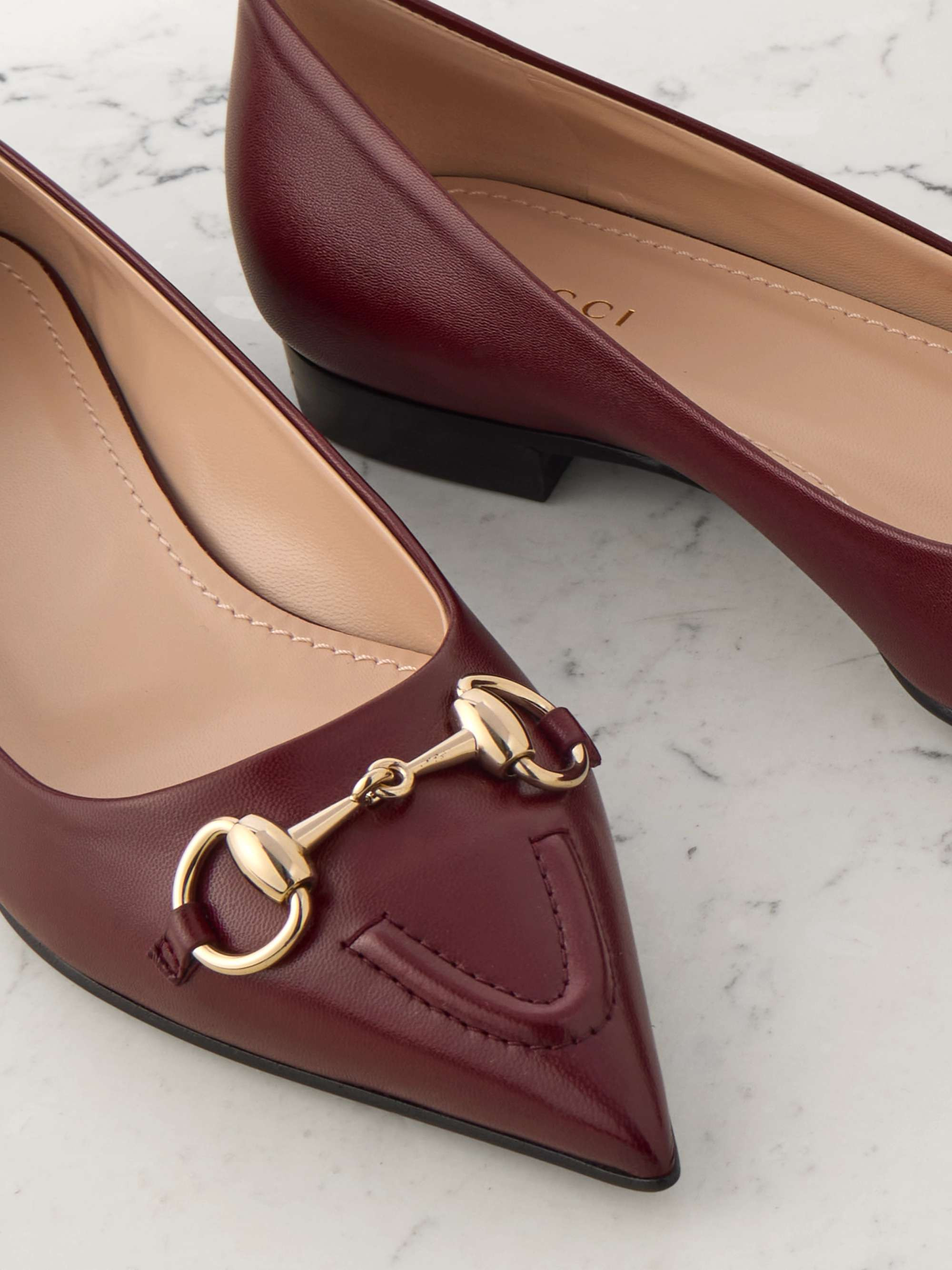 Erin horsebit-detailed leather point-toe flats | NET-A-PORTER (US)