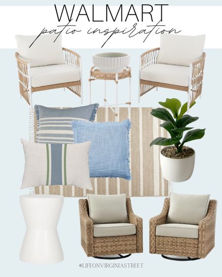 Walmart patio decor finds! Lots of great patio furniture and outdoor decor all from Walmart! 

patio decor, patio inspiration, outdoor decor, outdoor furniture, outdoor faux plant, poolside decor, courtyard, outdoor side table, outdoor pillows, coastal style, coastal home, coastal living, blue throw pillows, walmart, walmart furniture, walmart finds 

#LTKhome #LTKstyletip #LTKSeasonal
